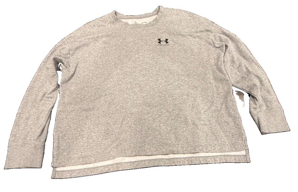 Under Armour Womens XL Gray Fleece Crewneck Sweatshirt Loose Fit Pullover